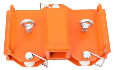 Produktbild von Gabelstapler-Anhängerkupplung - Zugadapter für Palettengabeln - 5,1 cm Aufnahme - 3,8 cm Stärke - Sicherungsstifte Inklusive - Tragfähigkeit 2.948 kg - Orangefarbener Stahl