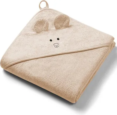 Obrázok produktu pre Bambusová osuška s kapucňou a ušami 100x100 cm Tmavo béžová / Babyono