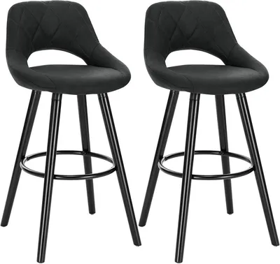 Produktbild von WOLTU Barhocker 2er Set Barstuhl Bistrohocker Tresenhocker mit Lehne und Fußstütze Design Stuhl Holz Stoffbezug, Anthrazit