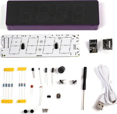Image de Kit horloge WiFi,Kit horloge WiFi,Kit horloge WiFi colorée,Kit horloge WiFi IoT,Kit horloge WiFi colorée IoT,Kit horloge électronique,Kit horloge électronique,Kit pièces détachées pour soudure,Kit soudure,Kit soudure,Kit soudure horloge,Kit soudure horloge