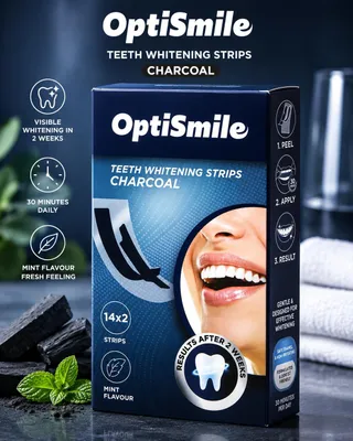 Produktbild von OptiSmile Zahnaufhellungsstreifen – Charcoalmit Aktivkohle
