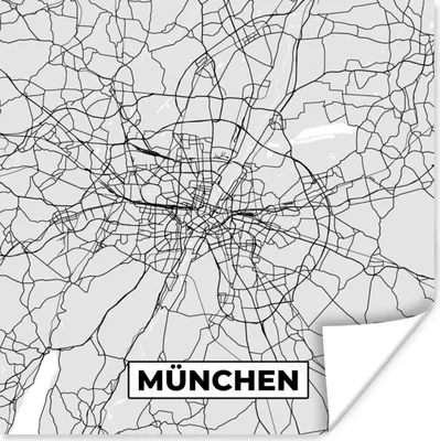 Produktbild von MuchoWow® Poster München - Karte - Stadtplan - Deutschland 50x50 cm - Wohnzimmerdekoration