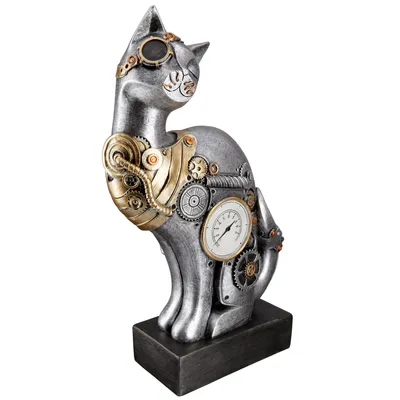 Produktbild von Casablanca Steampunk Katze auf Sockel silber Skulptur Figur Dekoartikel New Wave