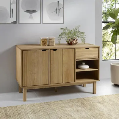 Obrázok produktu pre Komoda z masívneho smrekového dreva, rozmer 114 x 43 x 73,5 cm – úložná skrinka do predsiene