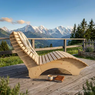 Produktbild von Holzliege Wellenliege Waldsofa Relaxliege Gartenliege "Ruhe-Vroni" (Fichte) Breite 100cm Himmelsliege