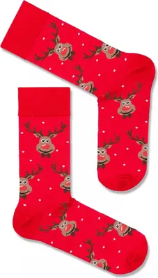 Produktbild von Pánské vánoční ponožky Reindeer v červeném motýlku - jak je vidět na fotografii