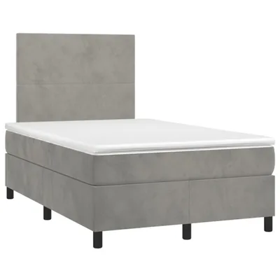 Image de vidaXL Lit boxspring avec matelas gris clair 120x200 cm velours