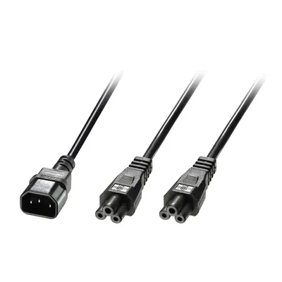 Immagine prodotto di Lindy 2,5 m di cavo di prolunga splitter da IEC C14 a 2 x IEC C5, nero