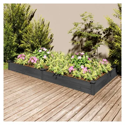 Produktbild von Hochbeet mit Einsatz Grau 240x120x25 cm aus massivem Tannenholz