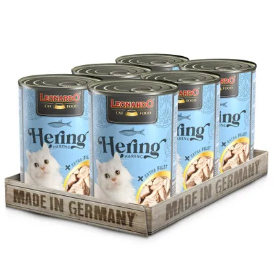 Produktbild von LEONARDO Hering + extra Filet, 6x400 g - Katzenfutter Nassfutter Katze