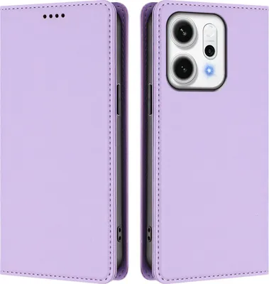 Immagine prodotto di Custodia in pelle per Oppo Reno14 Pro 5G, custodia a libro magnetica in Finto cuoio con supporto, viola chiaro