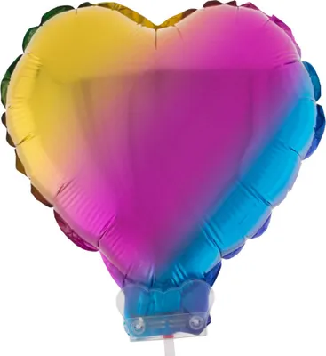 Produktbild von Herz Folienballon 28 cm mit Stab - Regenbogen