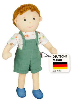 Productafbeelding van Helles Puppe Paul, zachte babyknuffel, 32 cm, met kleding van biologische katoen