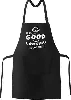 Produktbild von Kochschürze Grill-Schürze für Männer Spruch Mr. Good looking is cooking Küchenschürze Baumwolle Moonworks® schwarz unisize