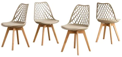 Immagine prodotto di Sedia da pranzo – Design scandinavo – Rivestimento in ecopelle – Colore kaki