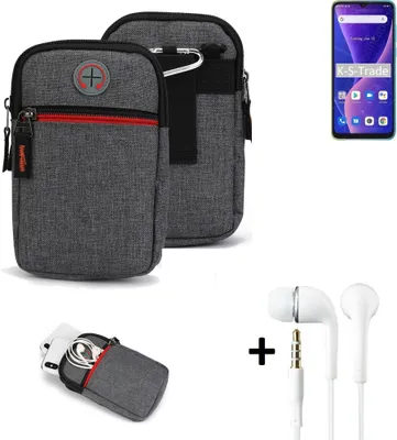 Produktbild von K-S-Trade Gürteltaasche + Kopfhörer kompatibel mit Blackview Oscal C60 Handy Tasche Holster Schutz Hülle Handy Hülle grau Zusatzfächer 1x