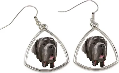 Immagine prodotto di Mastino Napoletano, Mastino Napoletano - Orecchini con un'immagine e la scritta "Cane geometrico" di Art-Dog