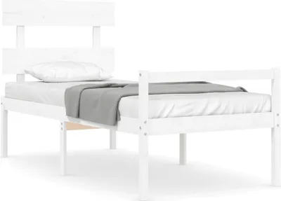 Produktbild von vidaXL Seniorenbett mit Kopfteil 90x200 cm Weiß Massivholz