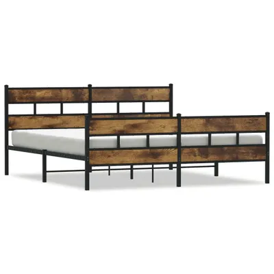 Obrázek produktu pro vidaXL Kovová postel bez matrace, kouřový dub 200x200 cm