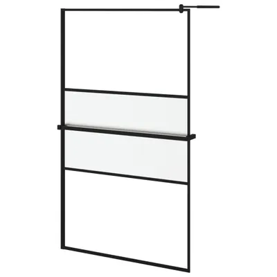 Obrázek produktu pro Zástěna do průchozí sprchy s policí černá 115x195 cm ESG/hliník