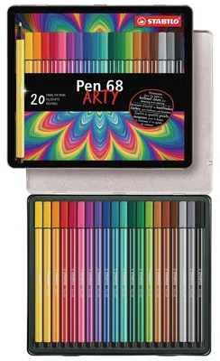 Zdjęcie produktu dla STABILO Pen 68, 20 kol., Wielobarwny, Końcówka pociskowa, 1 mm, Wielobarwny, Sześciokątny