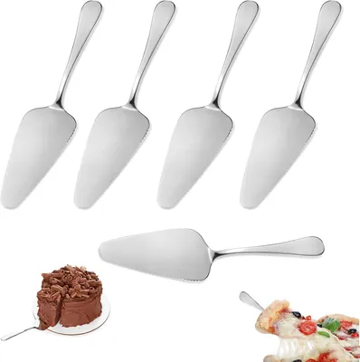 Produktbild von 5 Stück Kuchenschaufel Edelstahl Poliert,Tortenschaufel mit Gezackten Kanten, Tortenheber Aus Edelstahl Set Kuchenheber für Küche Party Restaurant