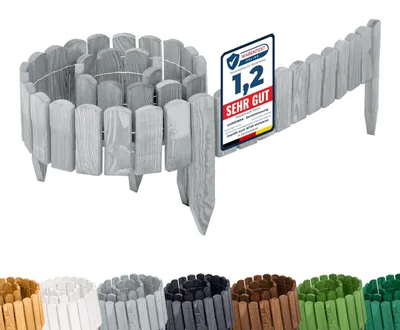 Produktbild von Garronda Rasenkante Holz Beeteimfassung imprägniert 200 cm x 10 cm Flexibler Rollborder Zaun für Garten GD-0107 (Grau, Höhe: 10 cm)