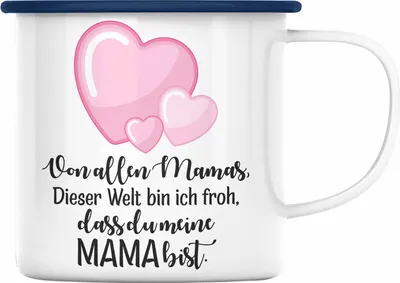 Produktbild von Trendation - Beste Mutter Mama Emaille Tasse Geschenk von Tochter zum Geburtstag Weihnachten Emaille Emaille Tasse Lustig Geschenke Muttertag Muttertagsgeschenk (Blau)