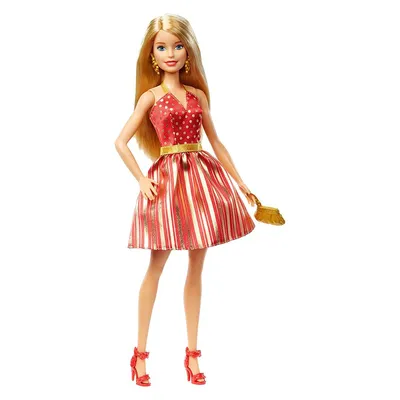 Produktbild von Mattel GFF68 - Barbie - Puppe im rot-goldenen Kleid