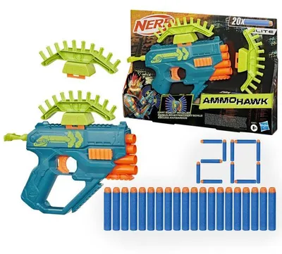 Productafbeelding van Blaster Nerf Rebel Ops Ammohawk met 2 accessoires en 20 schuim pijltjes, geschikt voor kinderen vanaf 8 jaar
