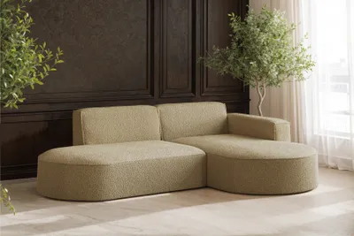 Image de Canapé d'angle, canapé en L Designer Modena tissu source marron clair droite