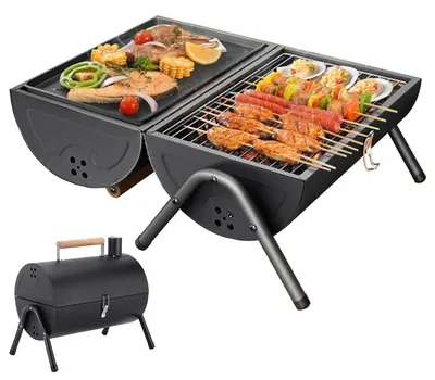 Produktbild von Solidchoice – Tragbarer, doppelseitiger Holzkohlegrill für Camping