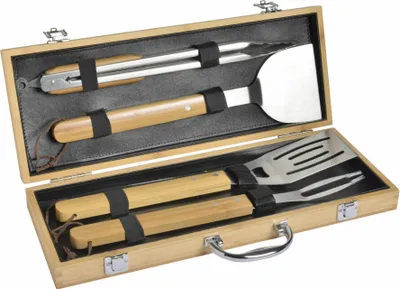 Immagine prodotto di Mastrad BBQ-Set Grillkoffer Premium 4-tlg., Edelstahl, Bambus, Bunt, F19267
