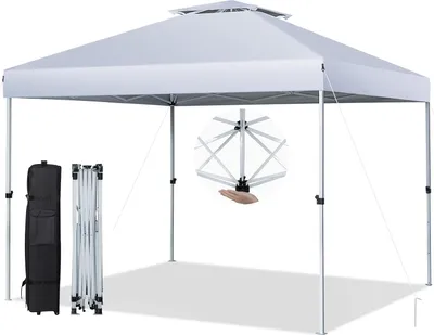 Immagine prodotto di Gazebo pop-up 3 x 3 m, gazebo da giardino con tetto a doppia ventilazione e borsa da trasporto con rotelle, protezione UV 50+, regolabile in altezza, tenda da giardino per giardino, terrazza, spiaggia (bianco)