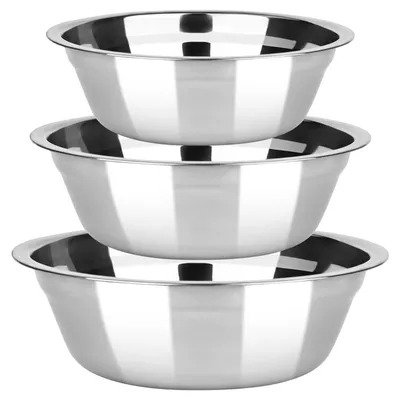 Produktbild von 3-teiliges Rührschüssel-Set aus Edelstahl, 2 Größen, stapelbar, spülmaschinenfest