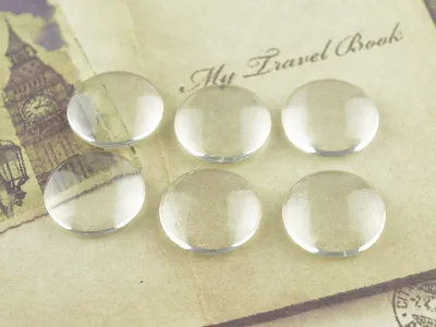 Produktbild von Vintageparts 6 Cabochon Glas klar rund, 16 mm