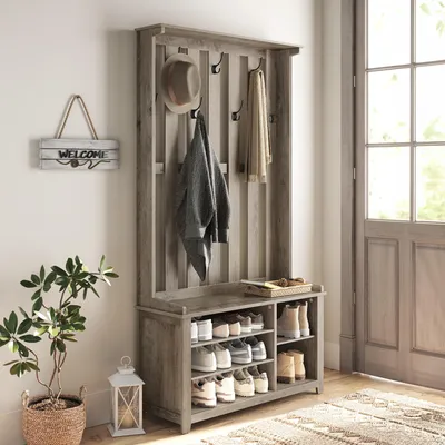 Produktbild von VASAGLE Garderobenständer, Kleiderständer, Schuhbank, Garderobe mit Ablage