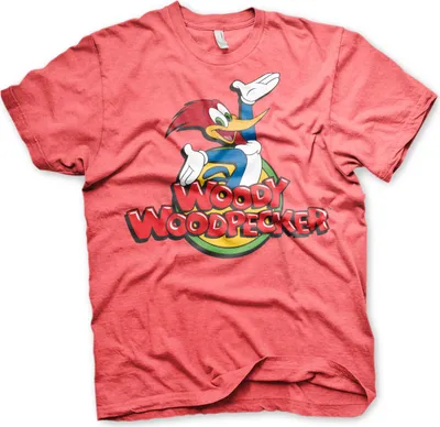 Produktbild von Woody Woodpecker Classic Logo T-Shirt - X-Large - Red-Heather