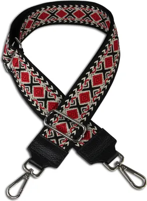 Image de Florence mousqueton ceinture boho noir rouge argent toile cuir OGF006JS