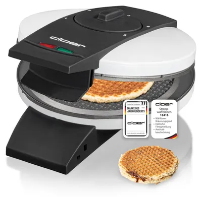 Produktbild von Cloer 1641S, 1 Waffel(n), Kreis, Schwarz, Weiß, Metall, Horizontal/Vertikal, 0,8 m