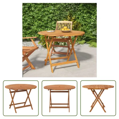 Obrázok produktu pre The Living Store Skladací záhradný stôl Ø 90x75 cm z masívneho dreva akácie