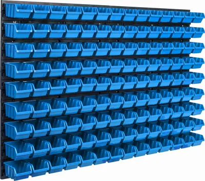 Obrázok produktu pre Nástenný panel na náradie 115 x 78 cm s 126  ks. Krabice závesný Modré Boxy Skladovací systém