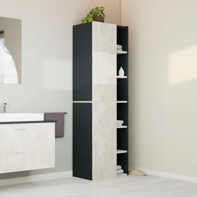 Produktbild von Hängender Badschrank GLC1 Beton-Optik, Soft-Close & Push-to-Open, 1600x500x330mm