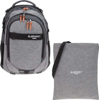 Produktbild von Rucksack 2 Teile Set Elephant Hero Signature Schulrucksack Schultasche mit Turnbeutel 12723 rt Two Tone Grau