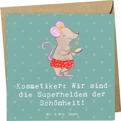 Produktbild von Mr. & Mrs. Panda Grußkarte Kosmetiker Helden - Meeresbrise - Geschenk, Geschenke mit Herz, individuelle Behandlung, Kosmetikexpertin, doppelkarte, Kosmetikteam, Beruf
