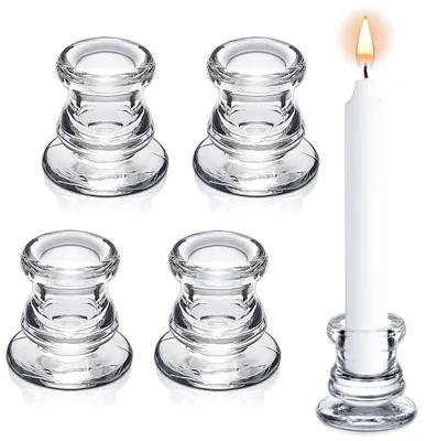 Glaskerzenhalter-Set, 4 Stück, klar, für Tischdekoration