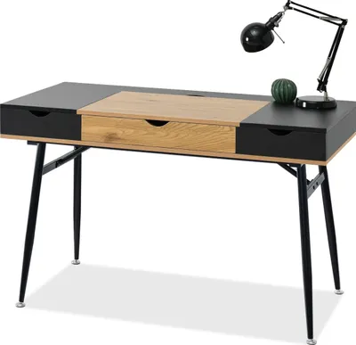 Produktbild von Schreibtisch mit Schublade PANDO – schwarz/Eiche