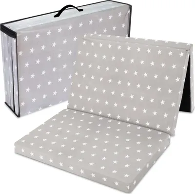Produktbild von Reisebett Matratze 60x120 cm faltbar Babymatratze Sterne und Grau