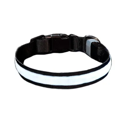 Obrázek produktu pro LED svítící obojek pro velké psy s USB kabelem, bezpečnostní obojek - PETSHINE Black