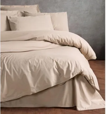 Image de L'Essentiel Linge de Maison, Plain - Beige, Ranforce Ensemble housse de couette king-size (FR), Beige, 100 % COTON RANFORCE, 240 x 220 cm